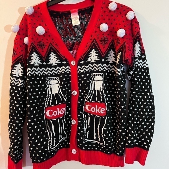 𝅺coca COLA Women's Ugly Christmas Sweater Polar Bears Holiday Coke Size Large - Picture 1 of 5